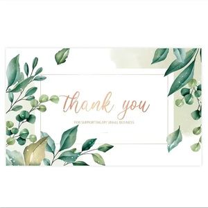 30pc Leaf Print “Thank You For Supporting My Small Business” Cards